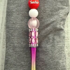 Teacher Pink Ombre Beaded  Pen
